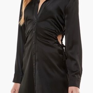 WAYF Daniela side cutout long sleeve shirt dress